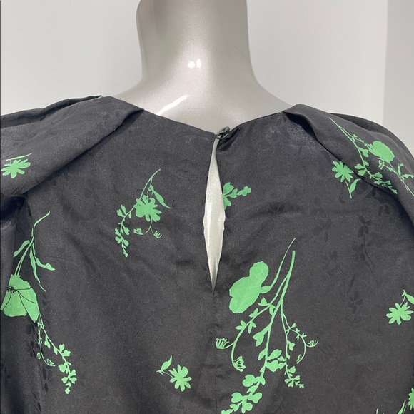 Zara Long Sleeve Black Green Jacquard Floral Print Mini Dress  Size XL - Picture 8 of 13